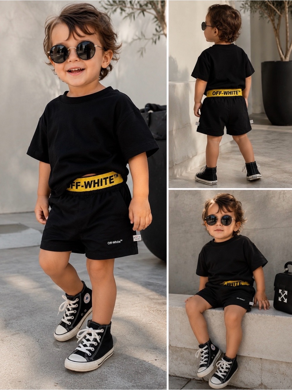 WHIT Black Swim Shorts with Colorful Tag Detail 6-9 months